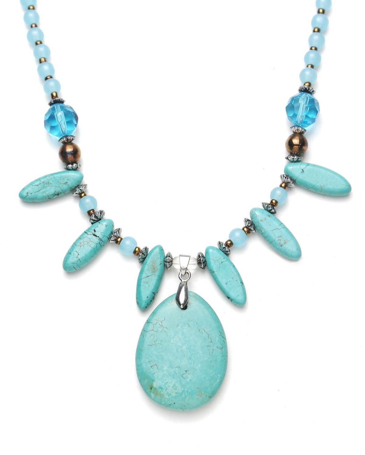 Native 2000S JAPANESE MADE TURQUOISE TEARDROP BEADED NECKLACE Size ONE SIZE - 3 Thumbnail