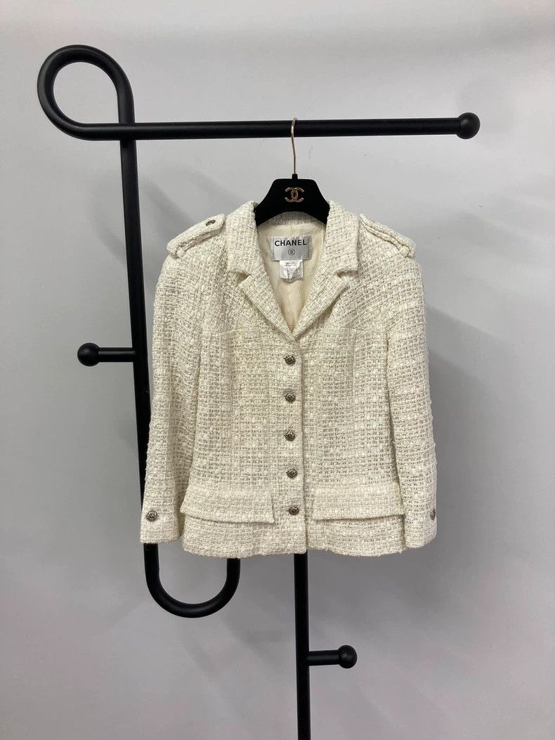 Chanel Chanel White soft tweed woven coat Size XS / US 0-2 / IT 36-38 - 1 Thumbnail