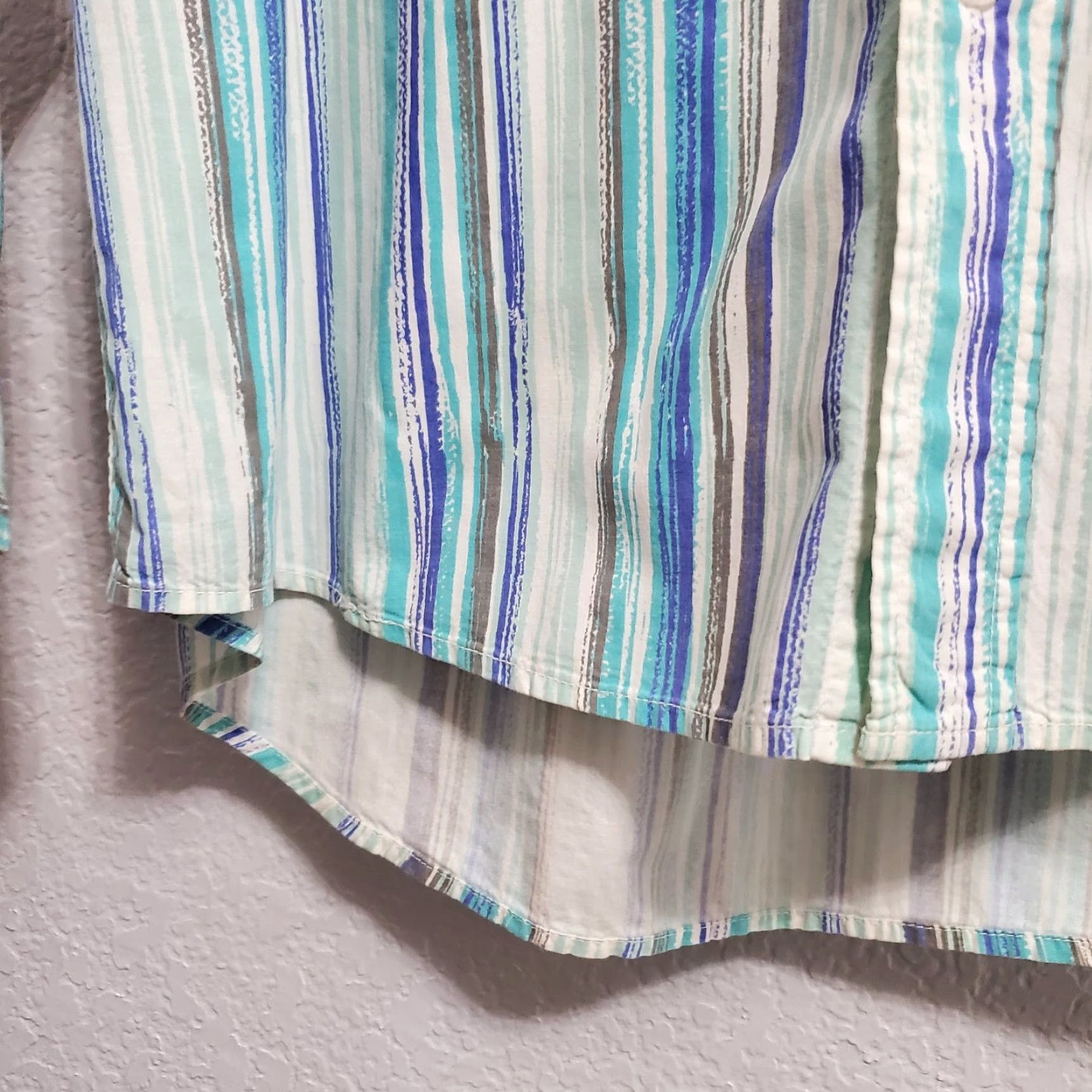 Vintage VINTAGE Fresh Produce Shirt Women L Blue Striped Button Up Collared Casual Beachy Coastal Long Sleeve Button Cuffs Mens Women Girls Boys Size L / US 10 / IT 46 - 6 Thumbnail