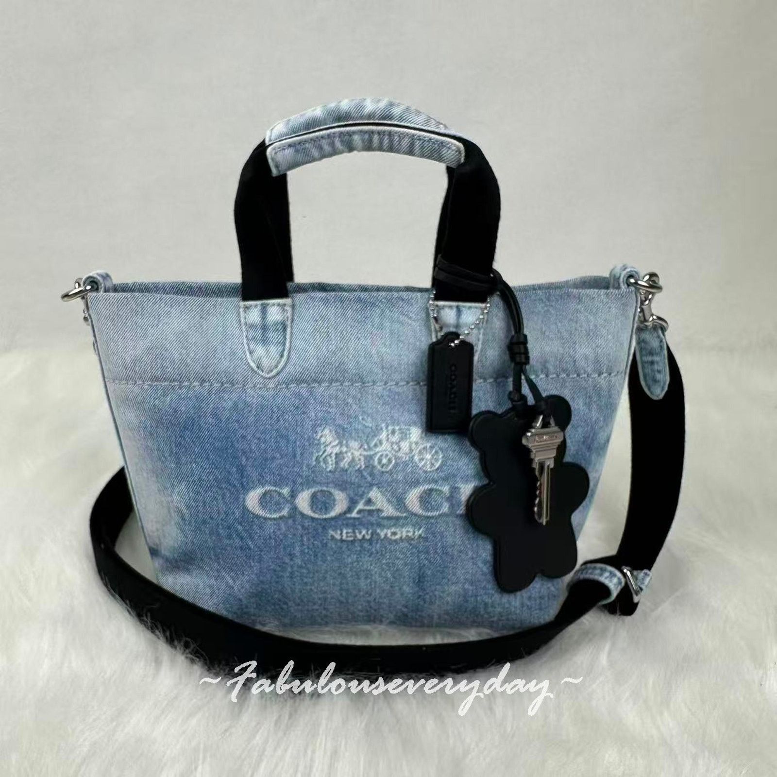 Coach COACH Mini Tour Tote xbody Loved Denim Silver/Light Indigo Size ONE SIZE - 1 Thumbnail