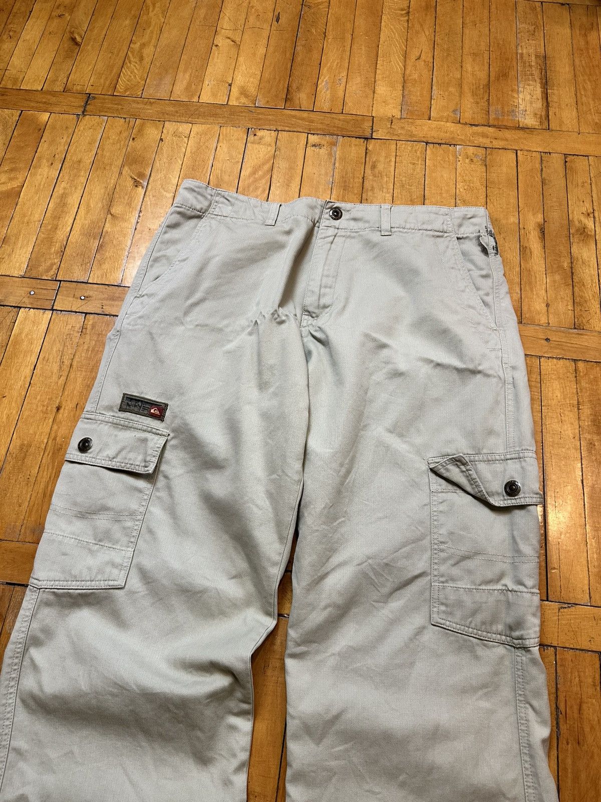 Quiksilver 🔥 Vintage 1990s Quiksilver Logo Cargo Baggy Skater Pants Size US 34 / EU 50 - 6 Thumbnail