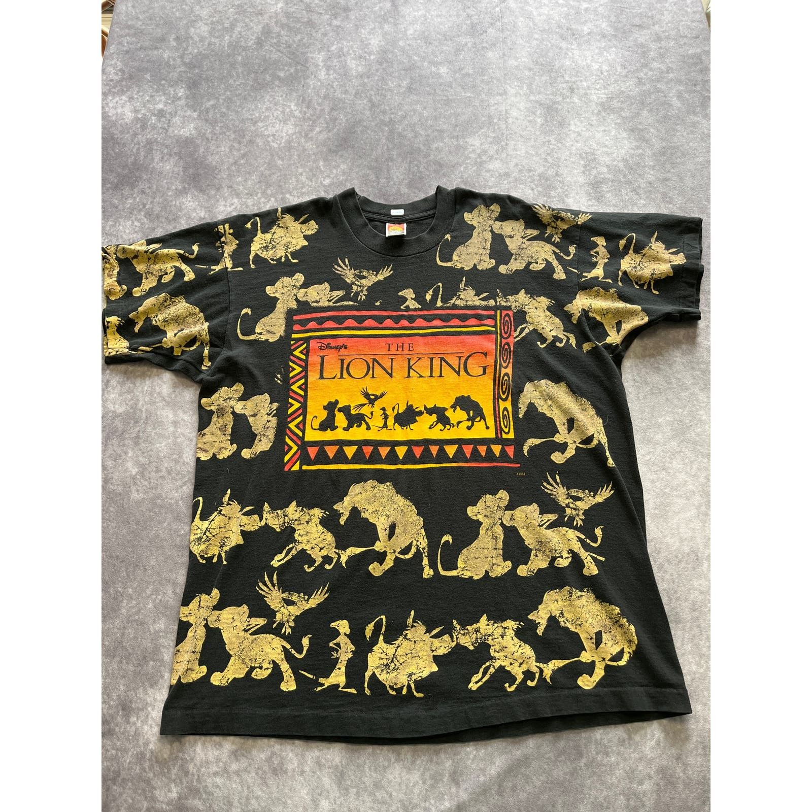 image of Disney Vintage Lion King Aop T-Shirt Single Stitch in Black, Men's (Size XL)