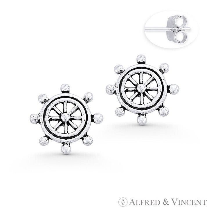 Other Helm Wheel Charm Stud Earrings in .925 Sterling Silver Size ONE SIZE - 1 Preview