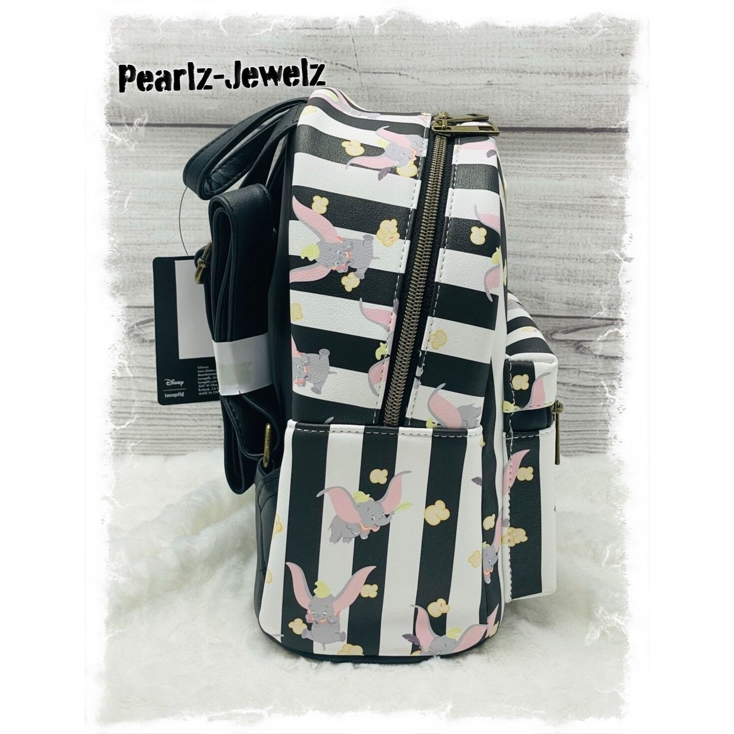 Disney Loungefly Disney Dumbo Black & White Stripe & Popcorn Mini B Size ONE SIZE - 3 Thumbnail