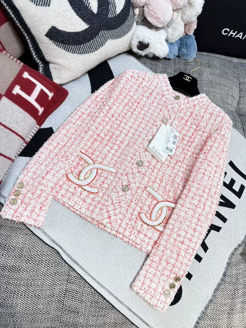 Chanel CHANEL Pink Tweed Sequin Logo Jacket Size M / US 6-8 / IT 42-44 - 8 Thumbnail