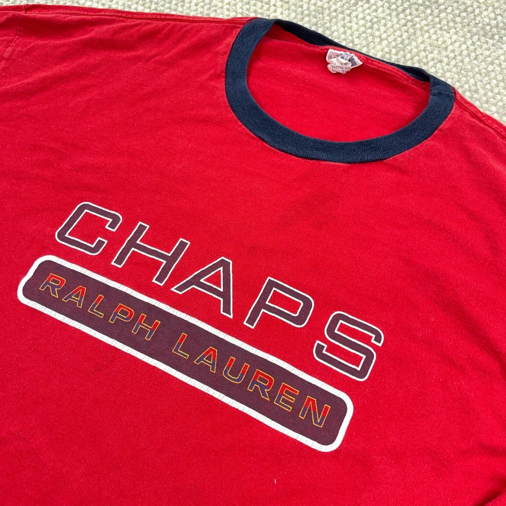 Chaps VINTAGE Chaps Shirt Men XL Red Tee Spell Out 90s Y2K 00s Cyber Leather? Size US XL / EU 56 / 4 - 2 Thumbnail