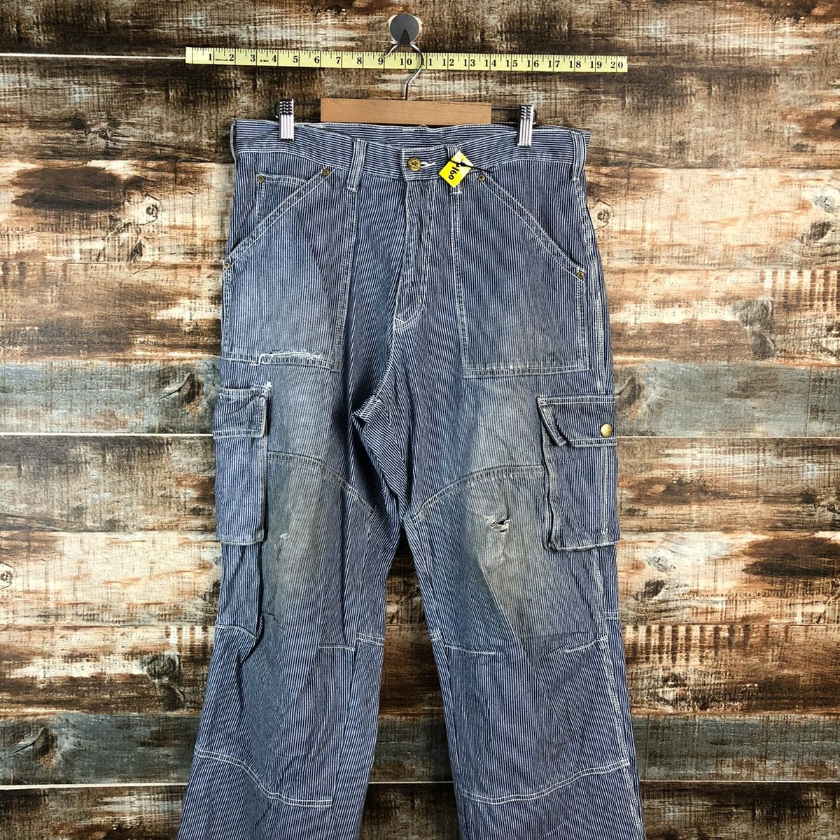 Japanese Brand Dogman Blue Striped Multipocket utility cargo Pants #A2160 Size US 33 - 2 Thumbnail