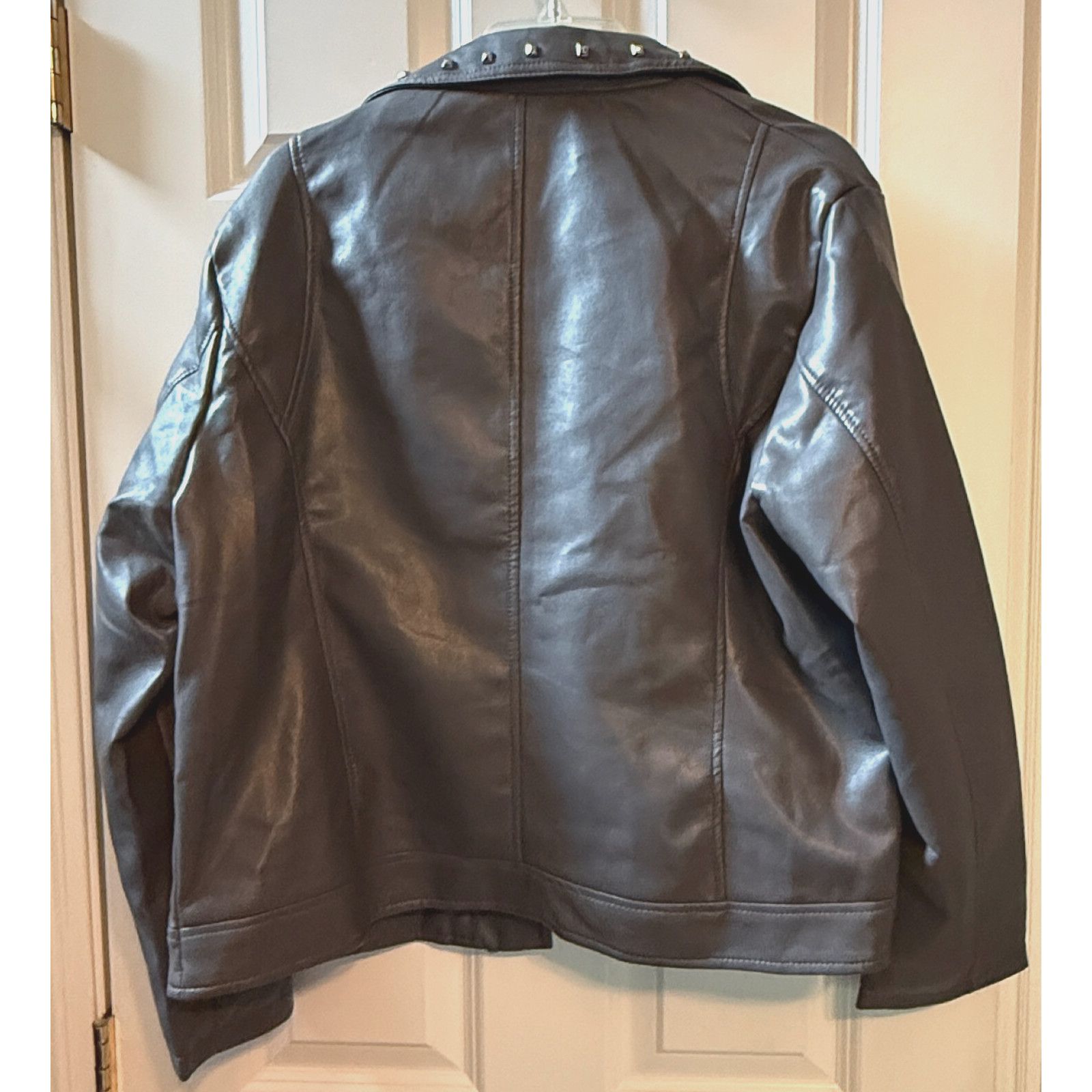 Other White Mark Faux Leather Womens Biker Jacket Gray Size 2X NEW Size XXL / US 16-18 / IT 52-54 - 2 Thumbnail