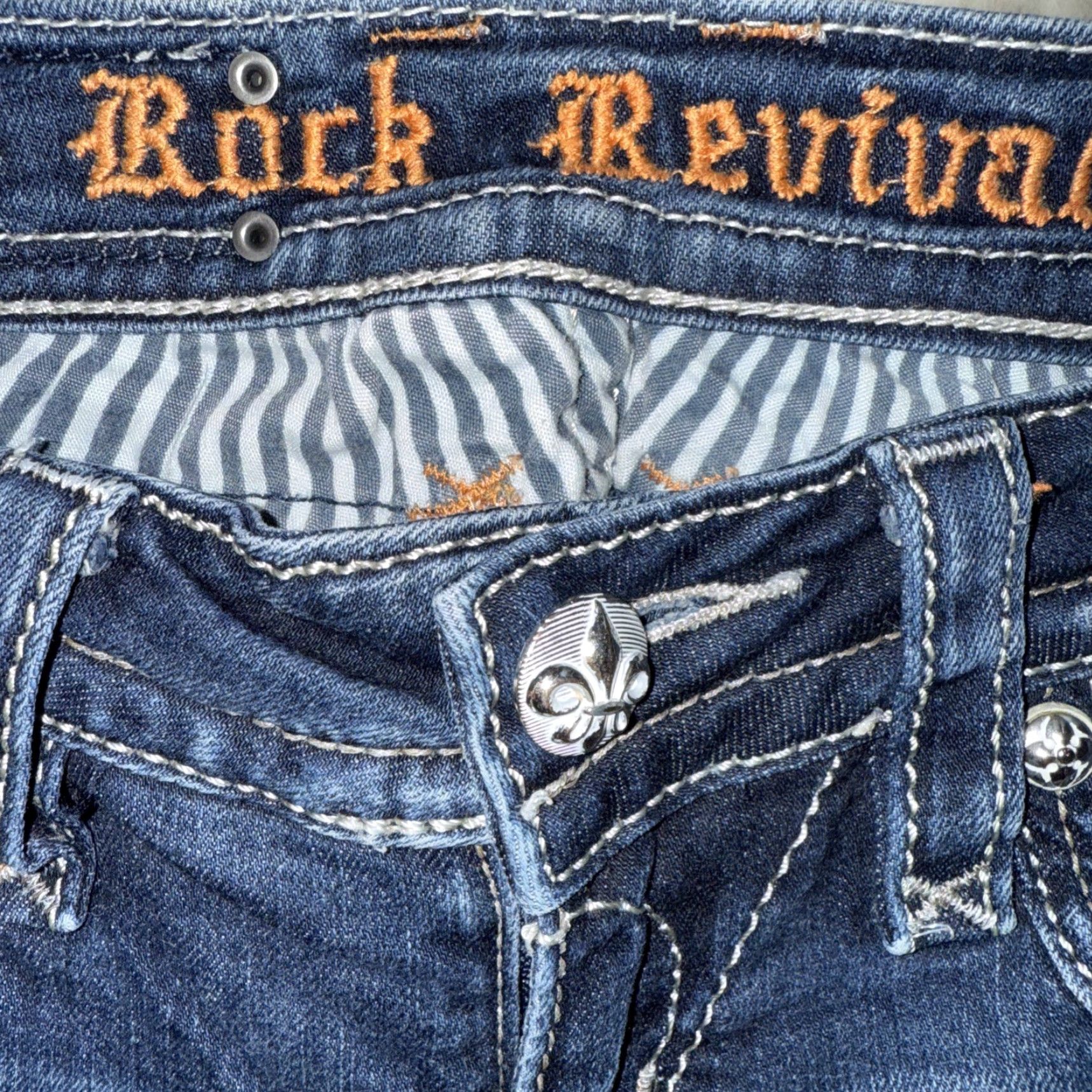 Vintage Rock Revival Jeans Women's 26 Blue Flo Easy Skinny Bling Denim Flap Pocket Y2K Size 26" / US 2 / IT 38 - 7 Thumbnail
