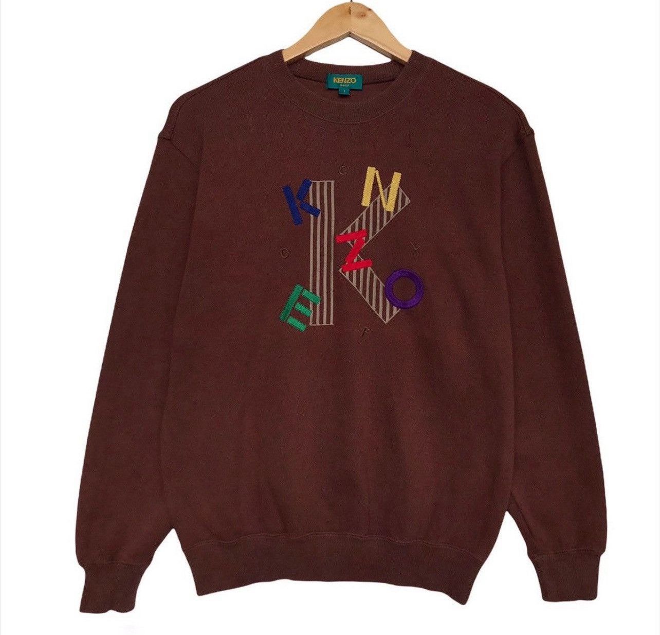 Japanese Brand × Kenzo Vintage Kenzo Embroidered Logo Brown Baggy Boxy Sweatshirt Size US S / EU 44-46 / 1 - 1 Thumbnail