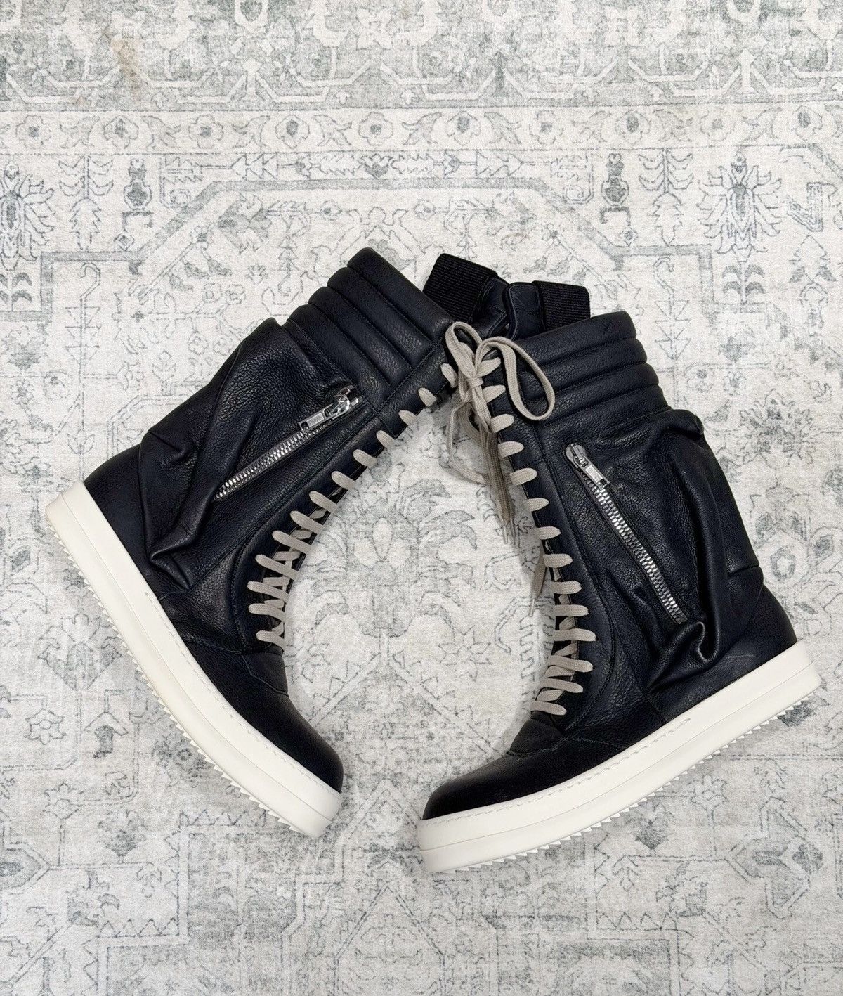 Rick Owens Rick Owens combat boots in stock, black and white high-top Size US 9.5 / EU 42-43 - 1 Thumbnail