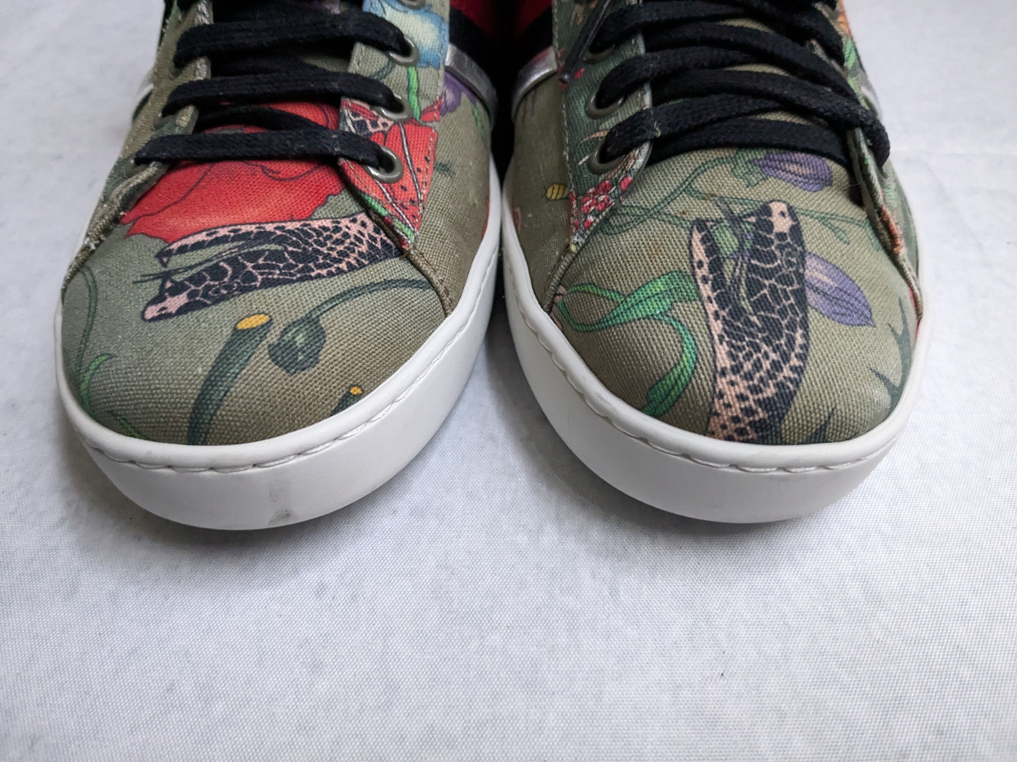 Gucci Gucci Ace Sneakers Green Floral Snake 8.5 Low Tops Size US 8.5 / EU 41-42 - 3 Thumbnail