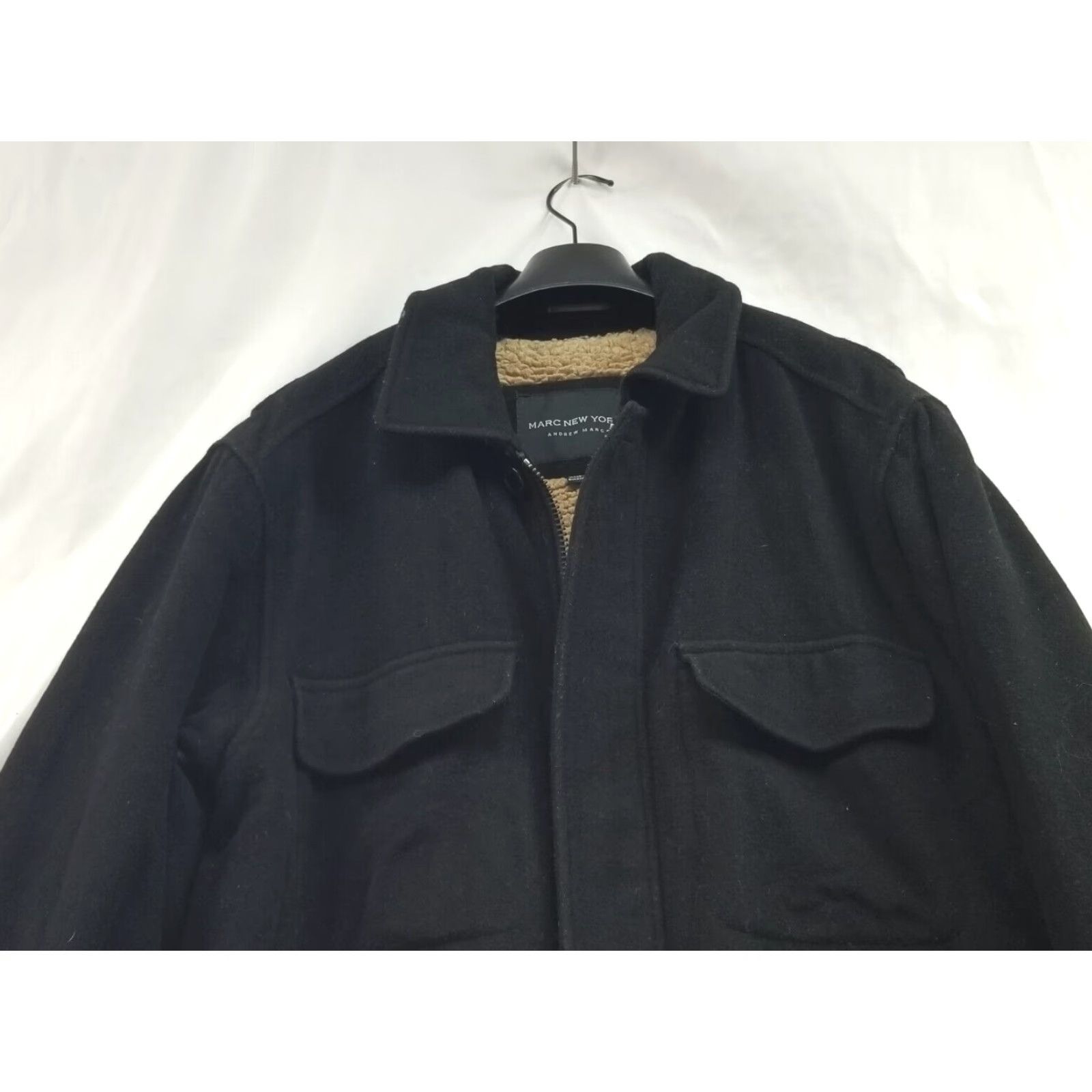 Andrew Marc ANDREW MARC New York Wool Coat Jacket Mens M Black Sherpa Lining Zip Coat Size US M / EU 48-50 / 2 - 3 Thumbnail