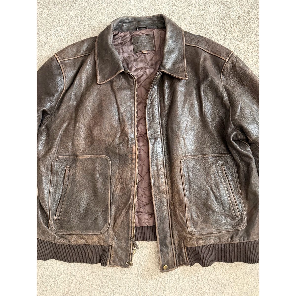 Cherokee VINTAGE CHEROKEE BROWN LEATHER BOMBER JACKET Size US XXL / EU 58 / 5 - 16 Thumbnail