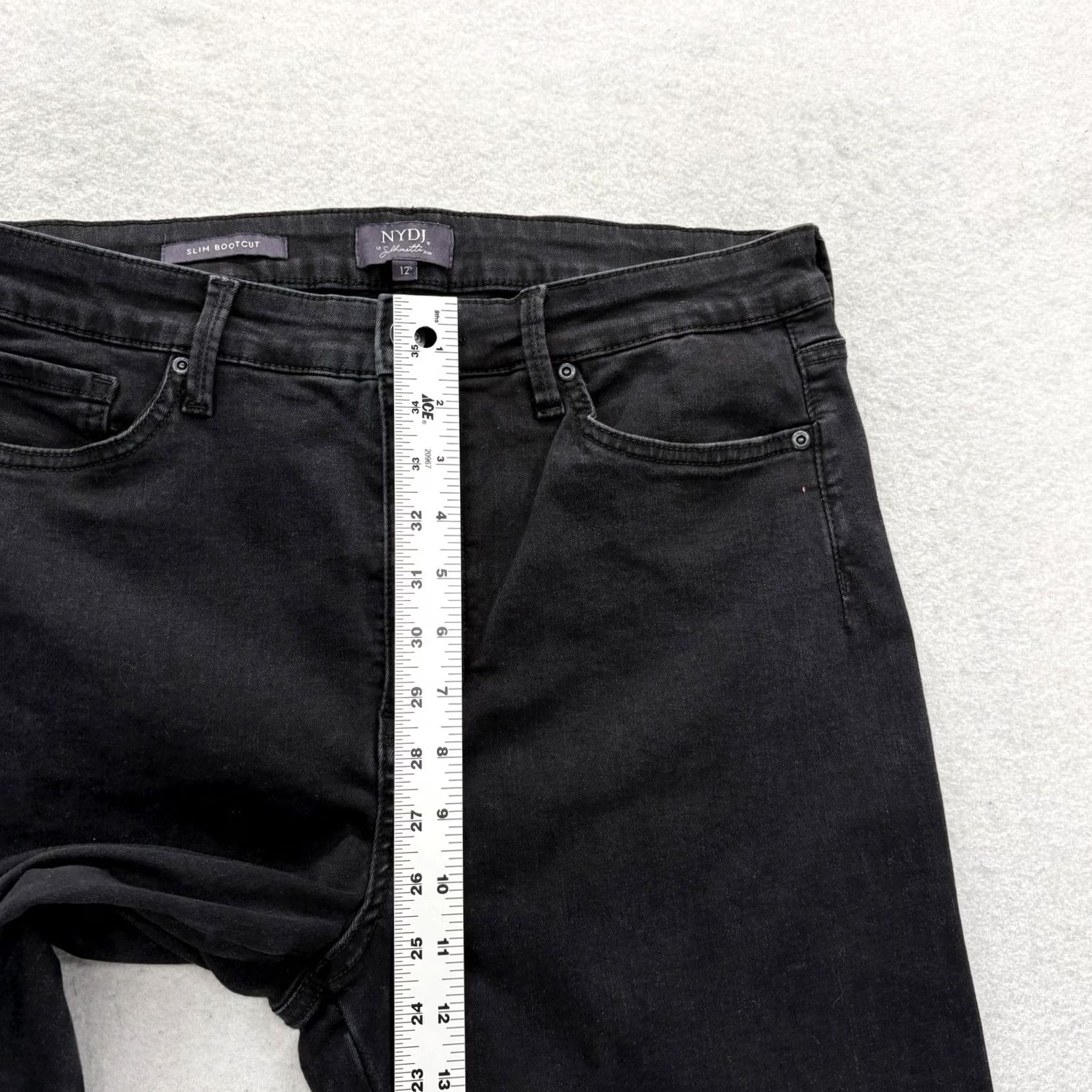 NYDJ NYDJ Womens 12 Slim Bootcut Jeans Black Charcoal Wash High Rise Stretch Shaping Size 34" / US 12 / IT 48 - 6 Thumbnail