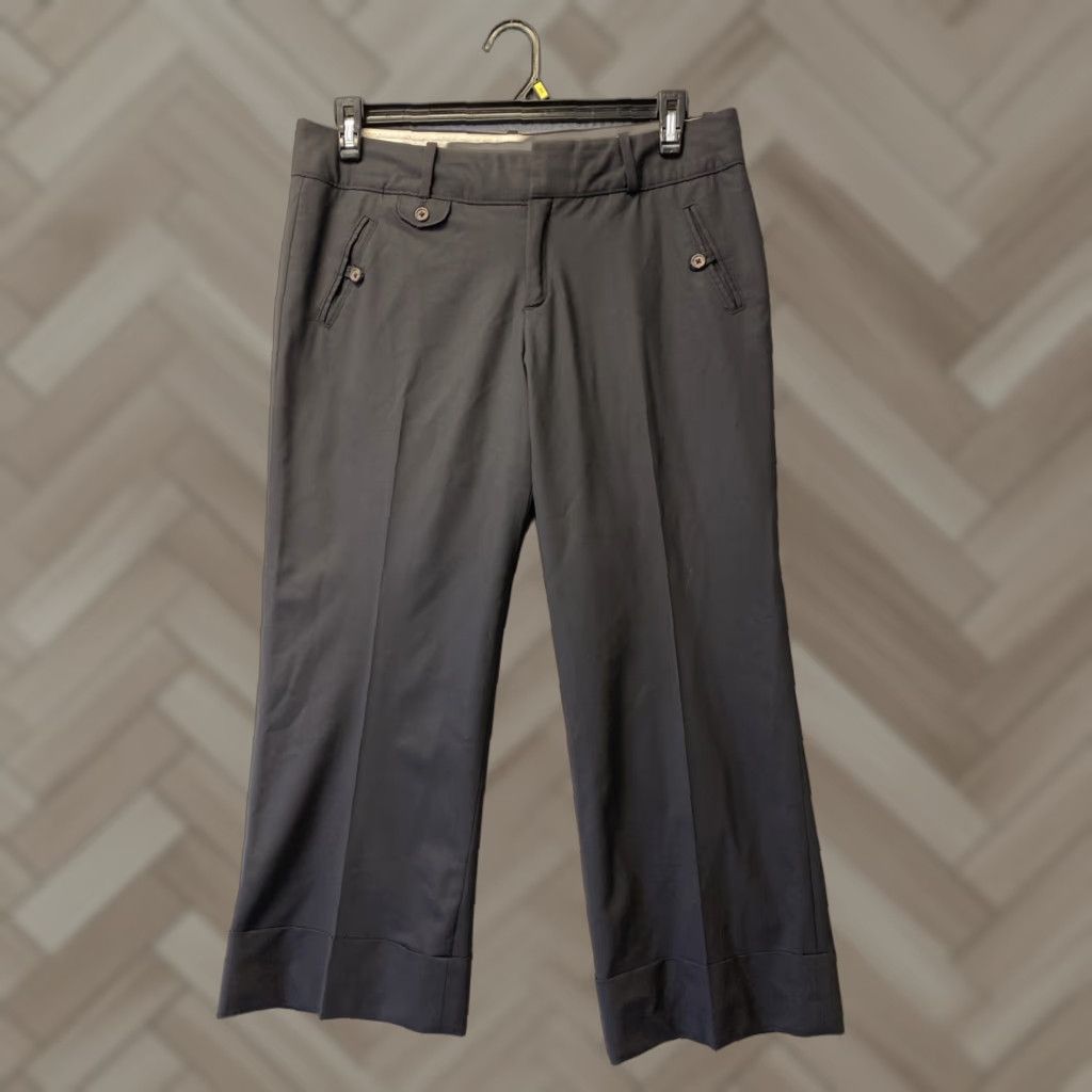 Banana Republic VINTAGE Banana Republic Martin-Fit Wide-Leg Pants Women 10 Black Cropped Pockets Dress Pants Size 32" / US 10 / IT 46 - 1 Thumbnail