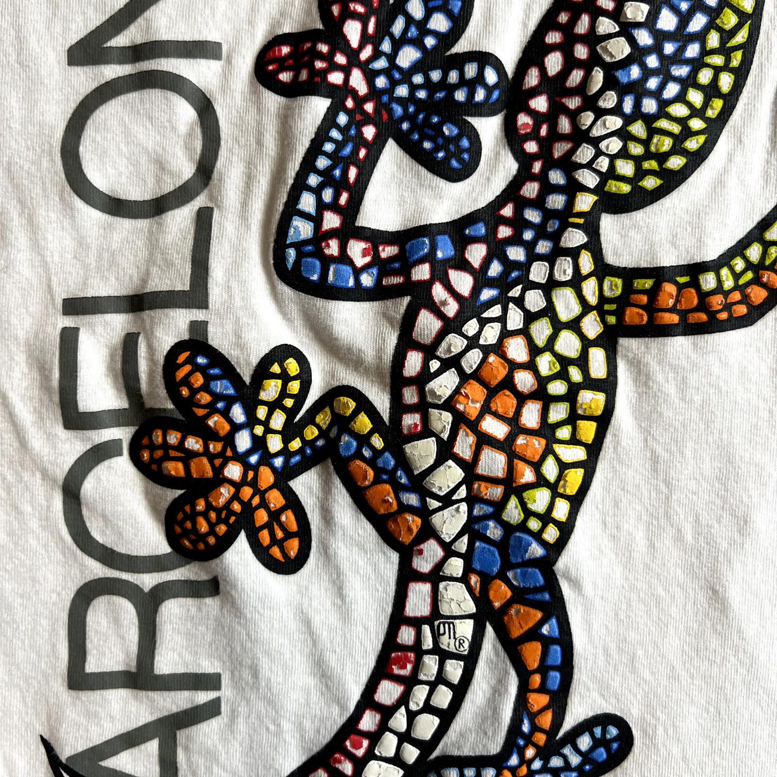 Designer Barcelona Gaudi Lizard Art T-Shirt White Ladies Medium Size M / US 6-8 / IT 42-44 - 2 Thumbnail