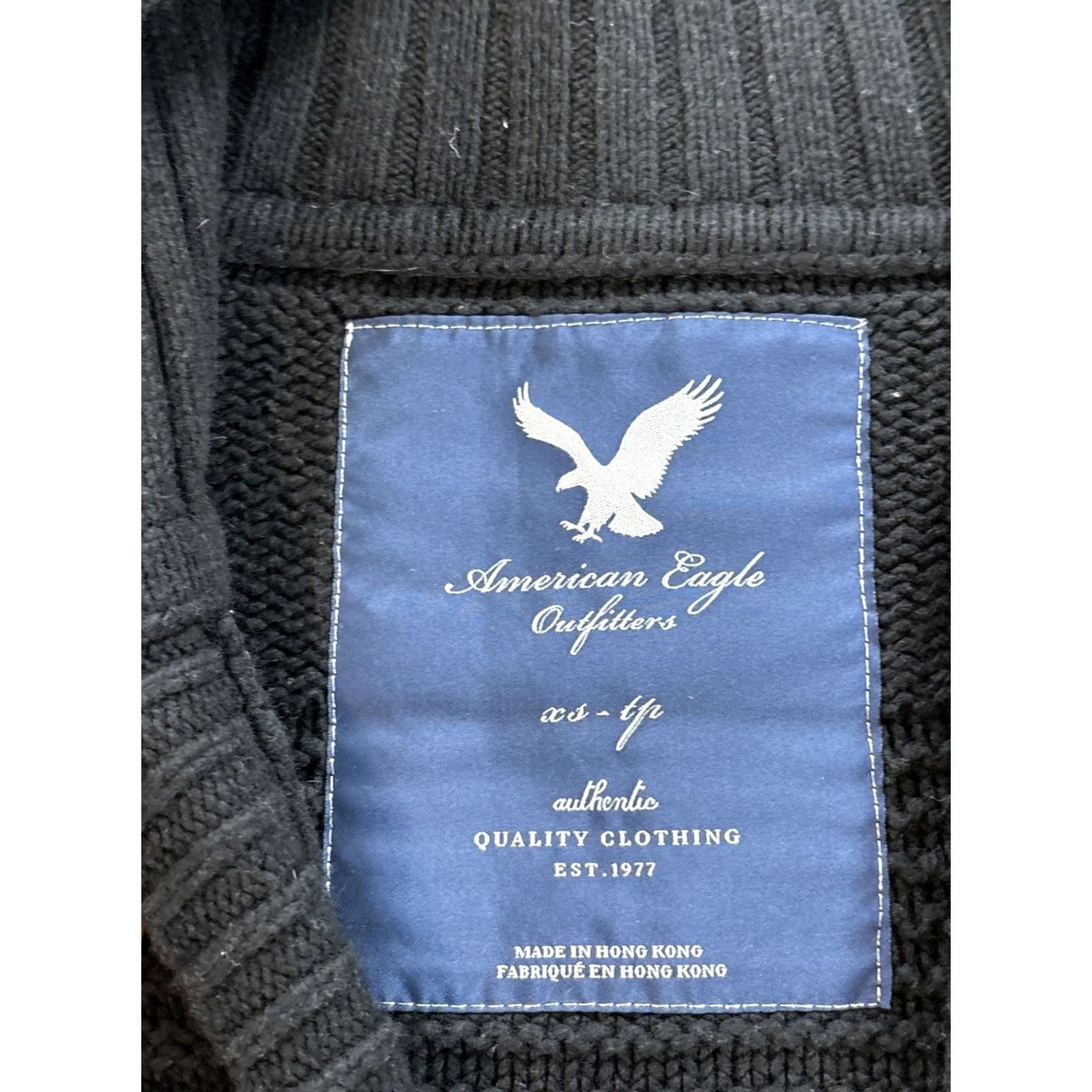 American Eagle Outfitters VINTAGE American Eagle Outfitters Cardigan Sweater Womens XS Black Chunk Knit BellaSwan Y2K Size XS / US 0-2 / IT 36-38 - 4 Thumbnail