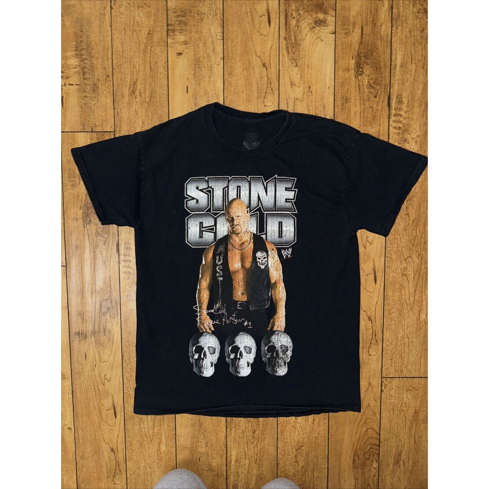 WWE Stone Cold Steve Austin Skull T-Shirt Black L 20x27 Black Size US L / EU 52-54 / 3 - 1 Thumbnail