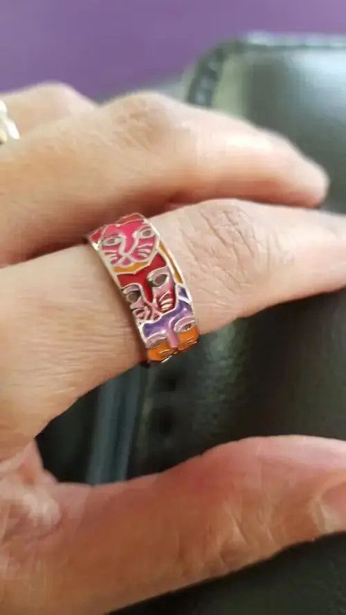 Ring Of Fire Cat Face Ring Size ONE SIZE - 2 Thumbnail