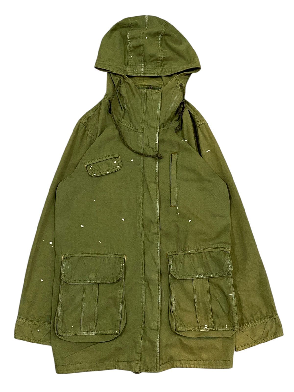 Japanese Brand Olive Green Utility Jacket with Front Pockets and Hood Size US M / EU 48-50 / 2 - 1 Thumbnail