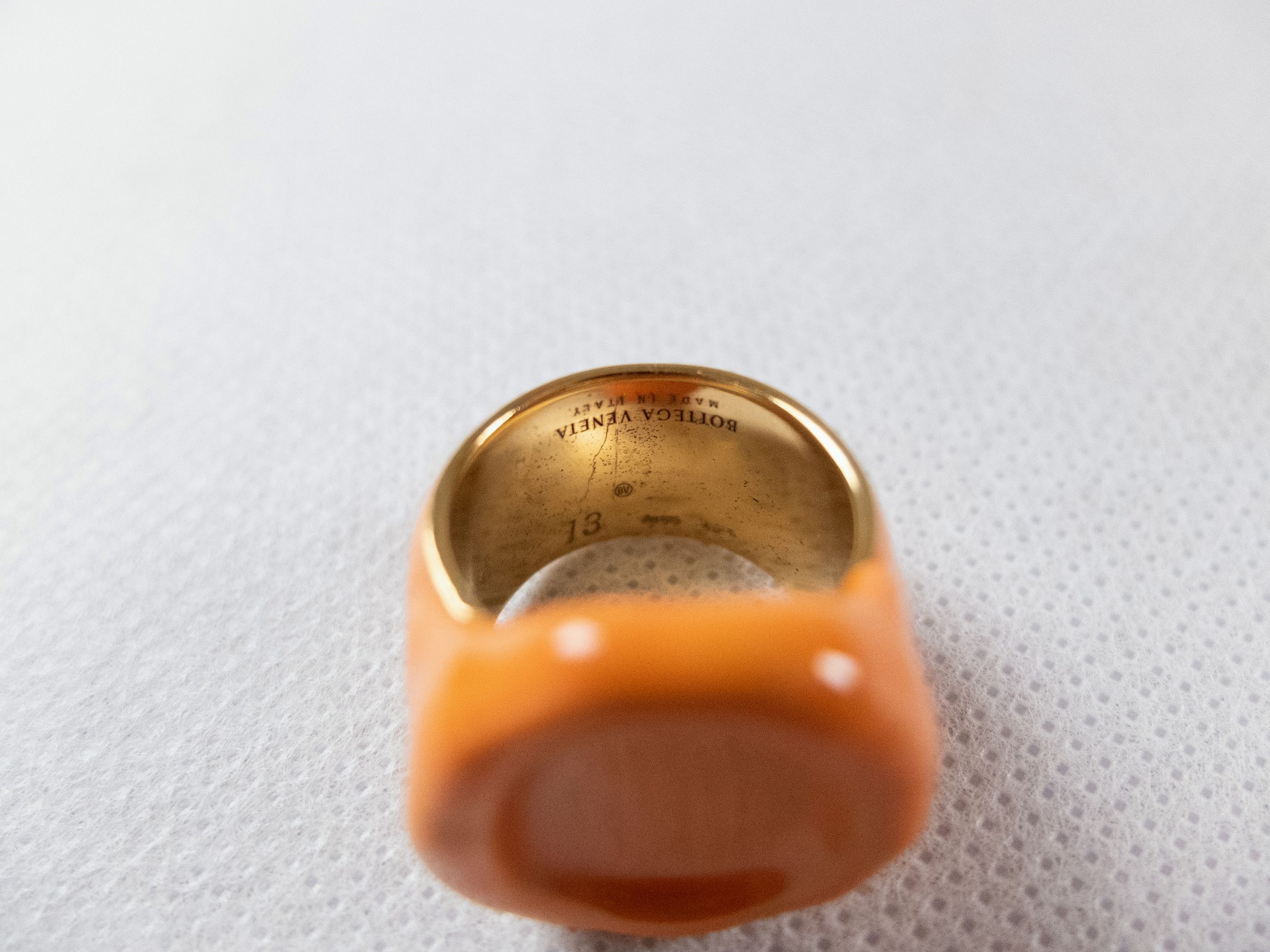 Bottega Veneta BOTTEGA VENETA Seal orange gold plated silver ring 6 13 q Size ONE SIZE - 5 Thumbnail