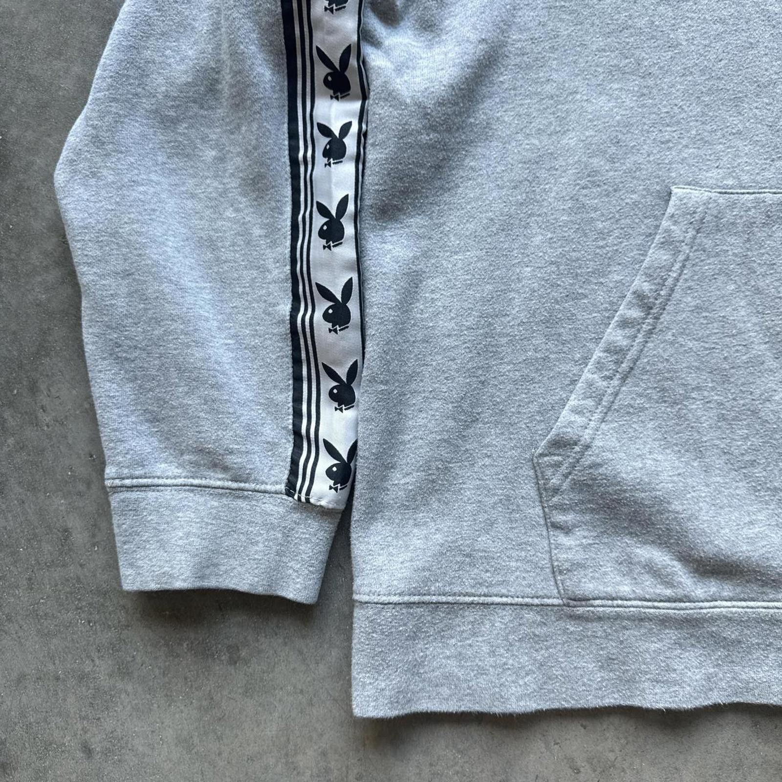 Playboy Playboy Grey Hoodie With Logo Stripes On The Sleeves Size US L / EU 52-54 / 3 - 5 Thumbnail
