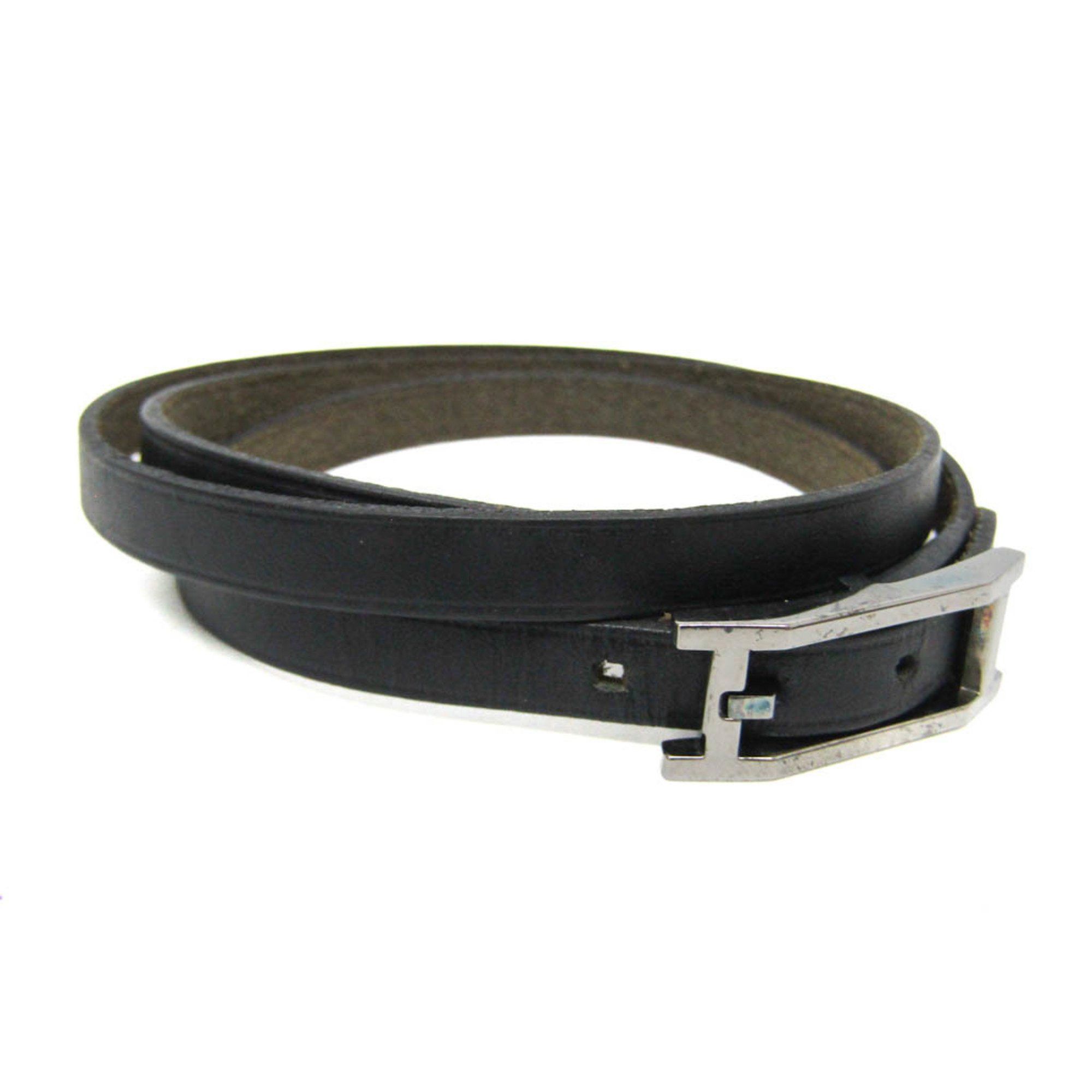 Hermes Hermes Hapi 4-row Bracelet Choker Leather,Metal Bangle Black,Silver Size ONE SIZE - 1 Thumbnail