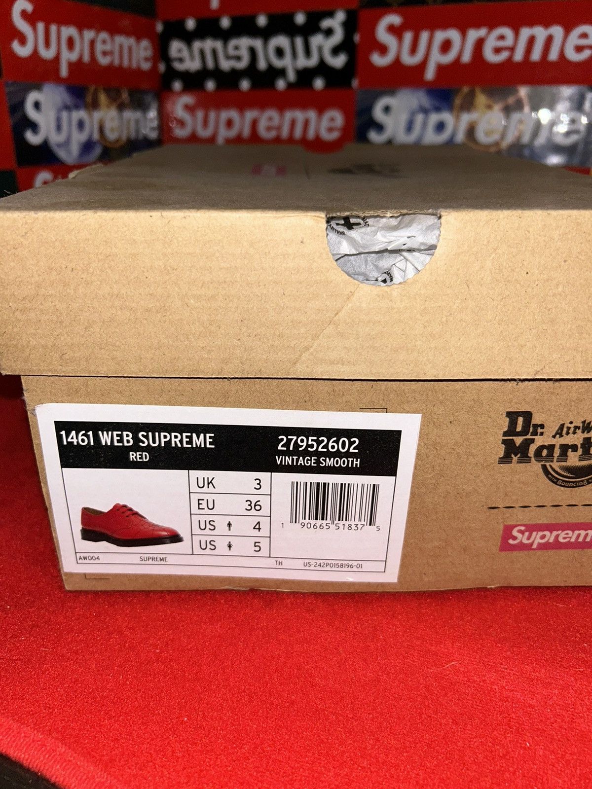 Supreme Supreme x Dr Martens Spiderweb Red 3-Eye Shoes size 4 Size US 5 / EU 37 - 9 Thumbnail