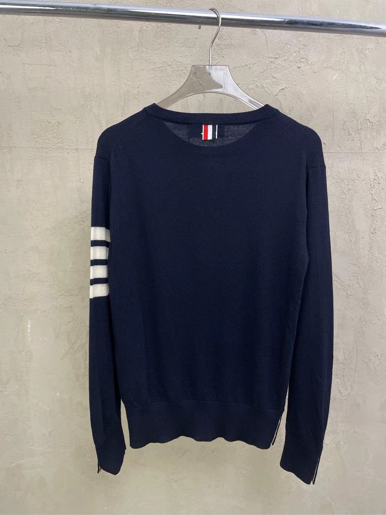Thom Browne Thom browne Dark blue four-striped round-neck wool sweater Size US S / EU 44-46 / 1 - 2 Thumbnail