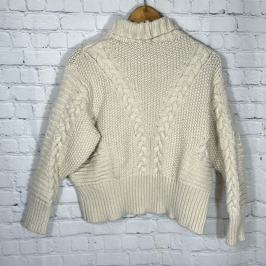 Zara ZARA Womens Medium Cream Cable Knit Sweater Cropped Roll Neck Pullover Size M / US 6-8 / IT 42-44 - 3 Thumbnail