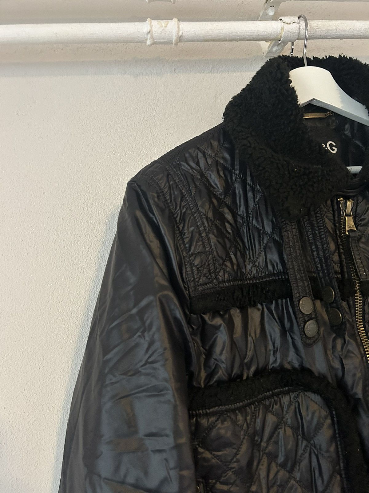 Dolce & Gabbana Black Jacket with Faux Fur Trimmings Size US L / EU 52-54 / 3 - 2 Thumbnail