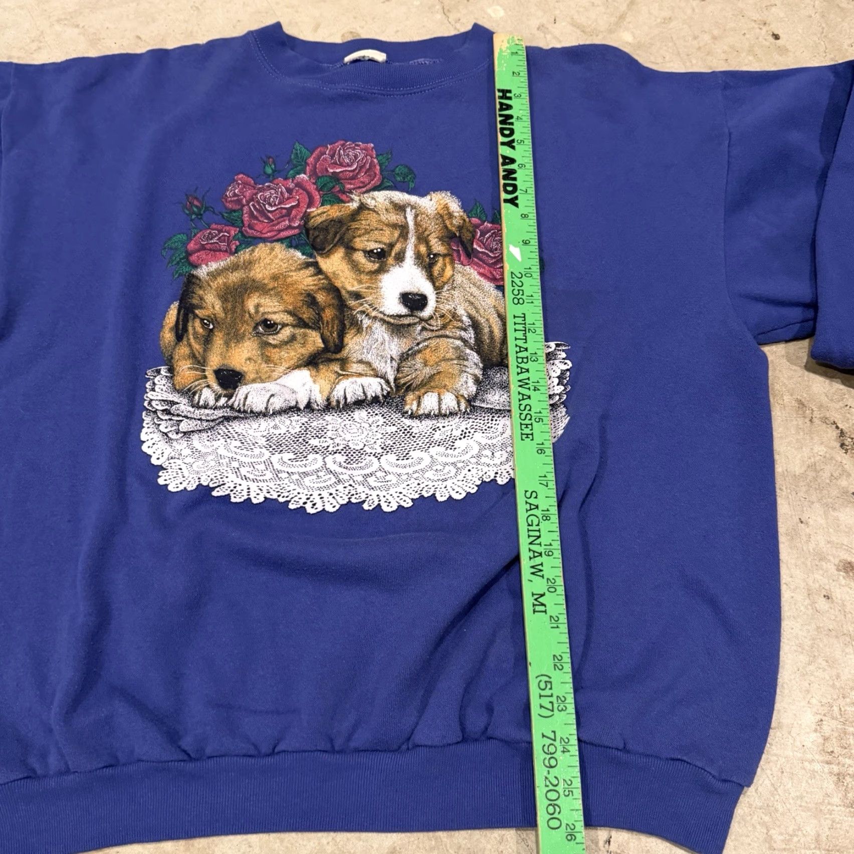 Vintage VINTAGE Puppy Dog Flowers Sweatshirt Crewneck Mens XL BLUE Sweatshirt Size US XL / EU 56 / 4 - 7 Thumbnail