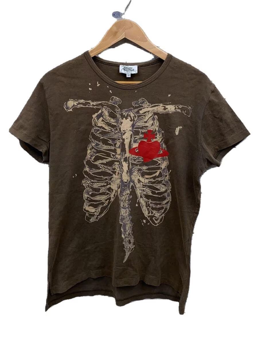 image of Vivienne Westwood Heart Orb Skeleton Rib Cage Tee in Camel, Men's (Size Medium)