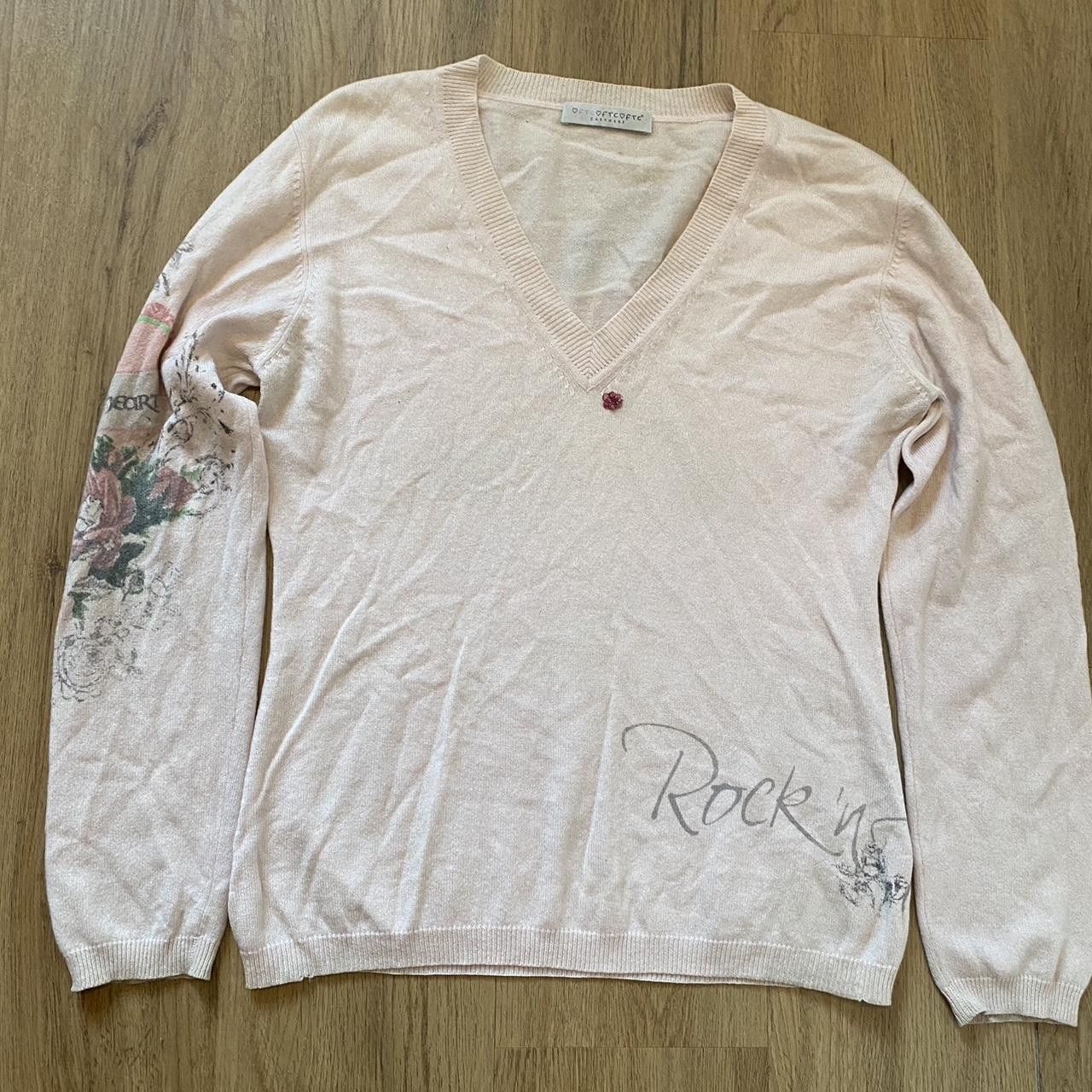 Other Cashmere Rose of my heart pink and white sweater Size US L / EU 52-54 / 3 - 2 Thumbnail