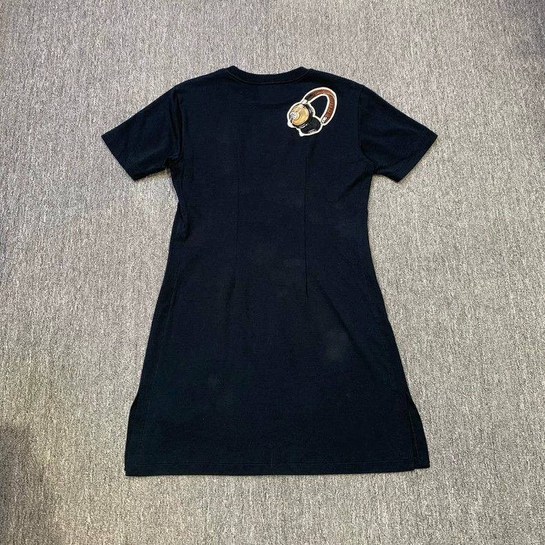 Louis Vuitton Louis Vuitton Black Embroidered Logo Dress Size S / US 4 / IT 40 - 1 Thumbnail