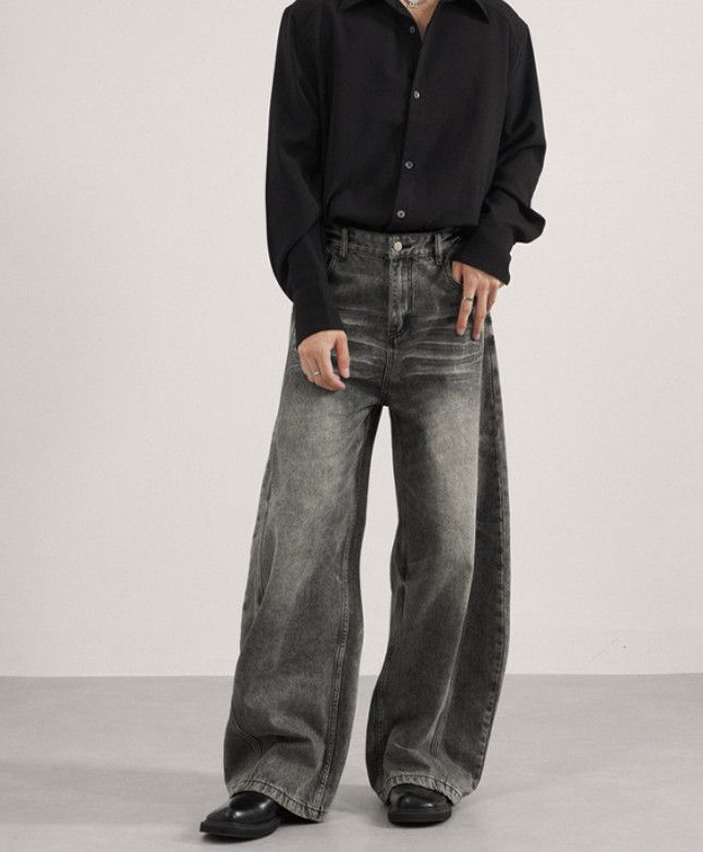 Japanese Brand American high street style washed distressed curved jeans Size US 32 / EU 48 - 2 Thumbnail