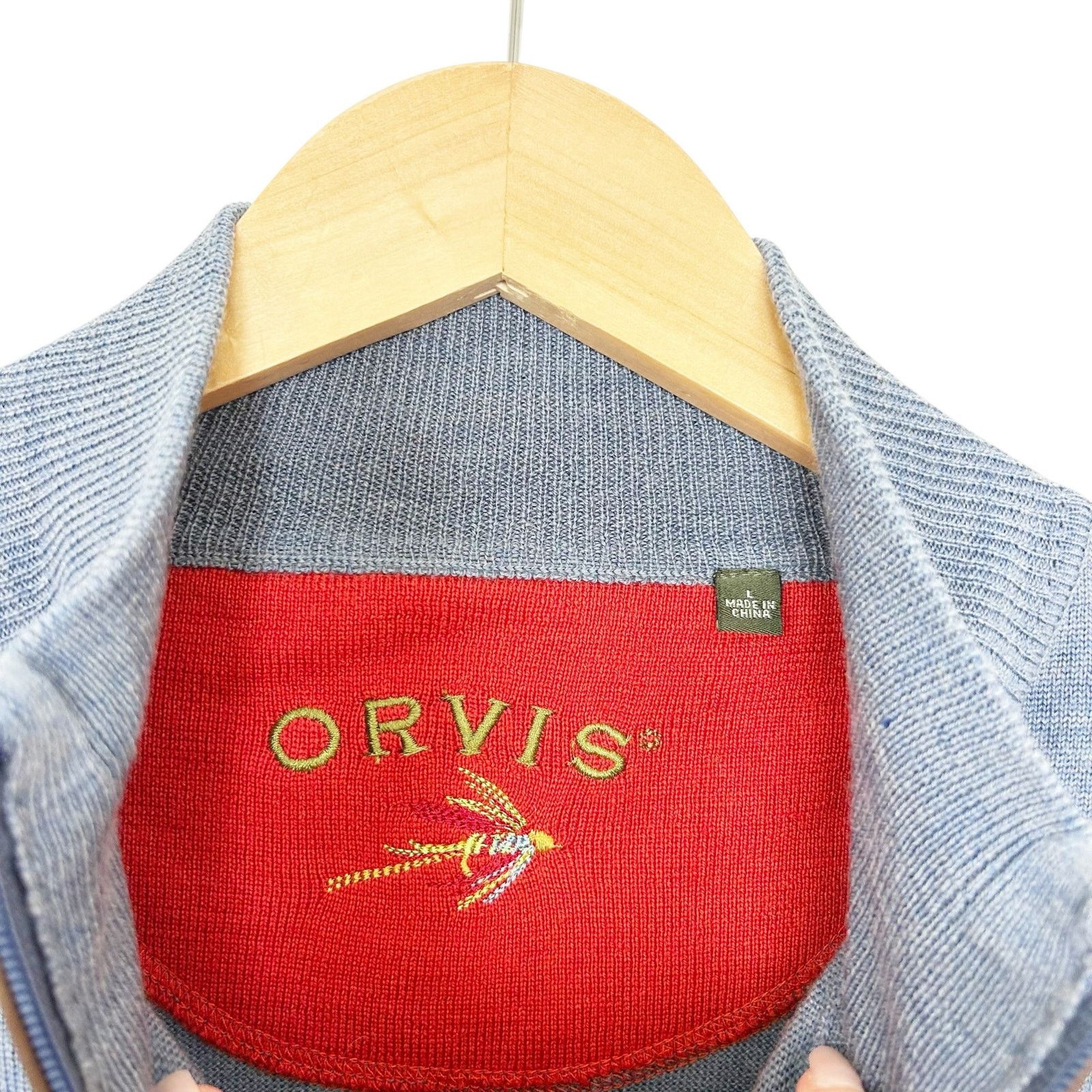 Orvis Orvis Blue 100% Merino Wool Quarter Zip Sweater Sz L Size US L / EU 52-54 / 3 - 2 Thumbnail