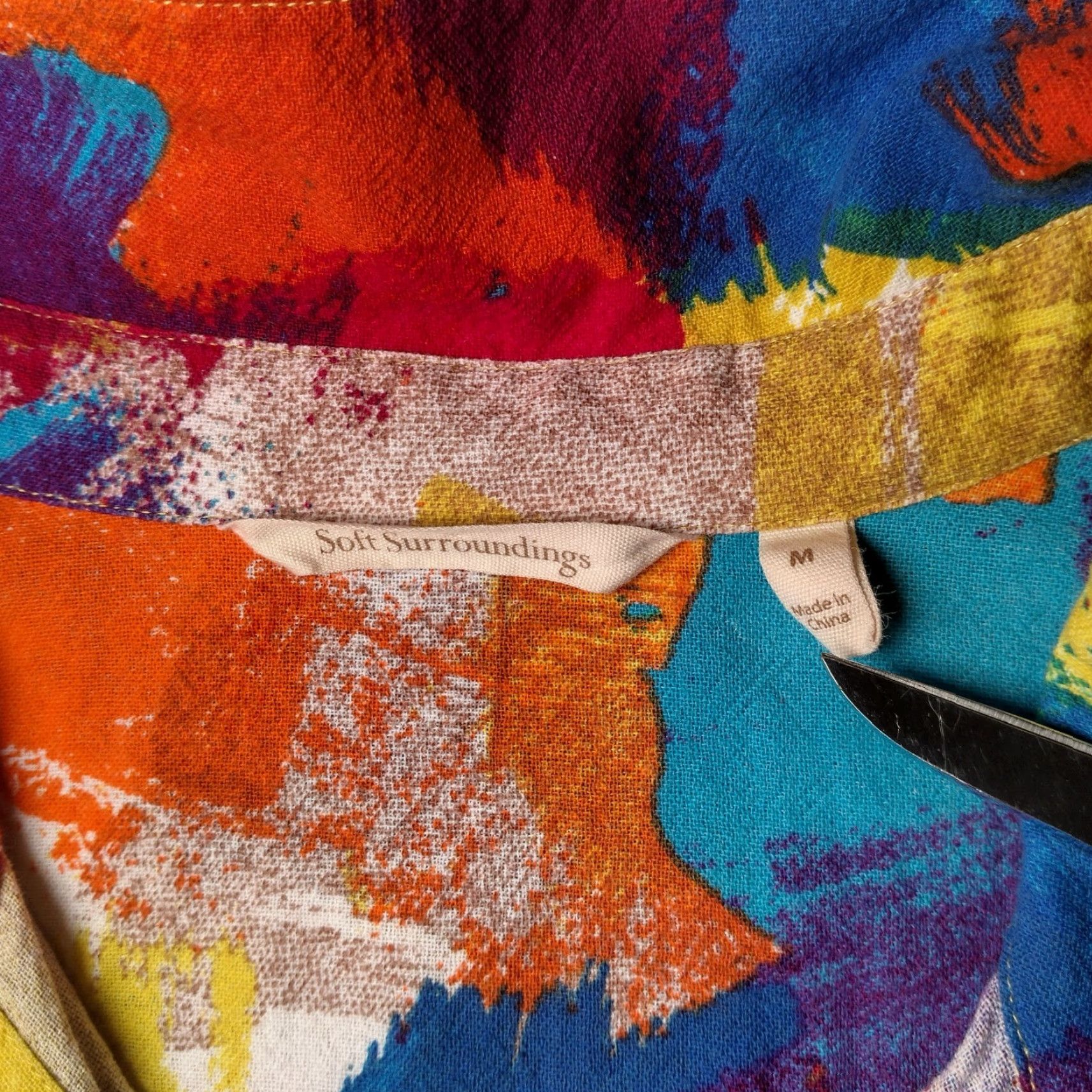 Soft Surroundings SOFT SURROUNDINGS Blouse Shirt Women Medium Multicolor Splash Long Sleeve Button Casual Boho Size M / US 6-8 / IT 42-44 - 7 Thumbnail