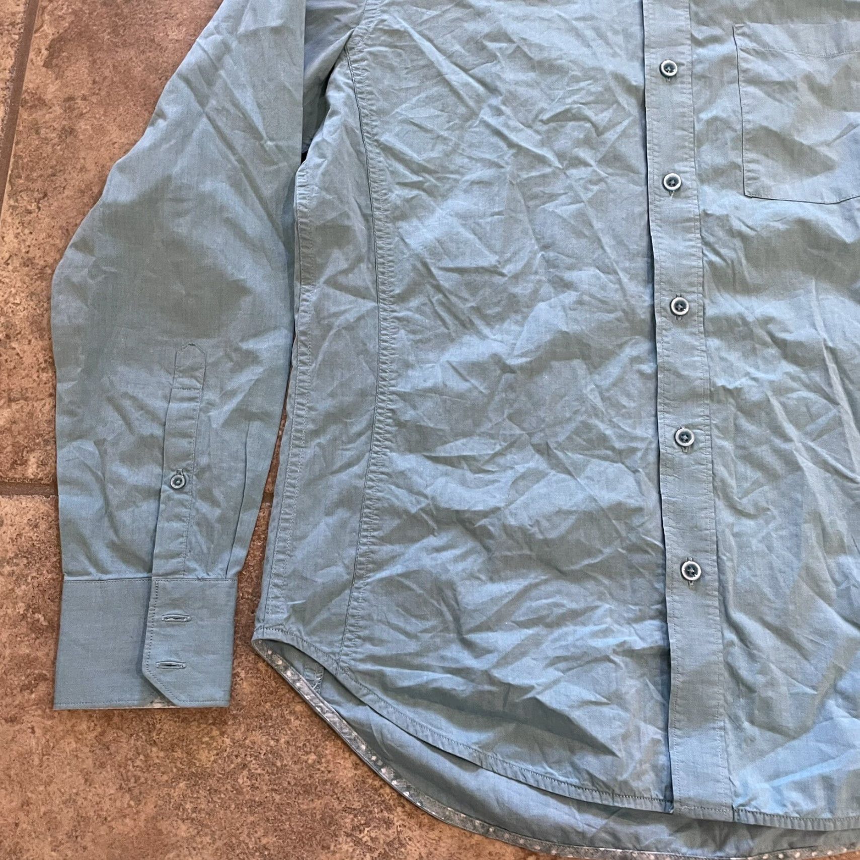 Robert Graham VINTAGE? Robert Graham Blue Long Sleeve Dress Shirt Mens Size S Button-Down Shirt Adult Small Blue Mens Size 36R - 3 Thumbnail