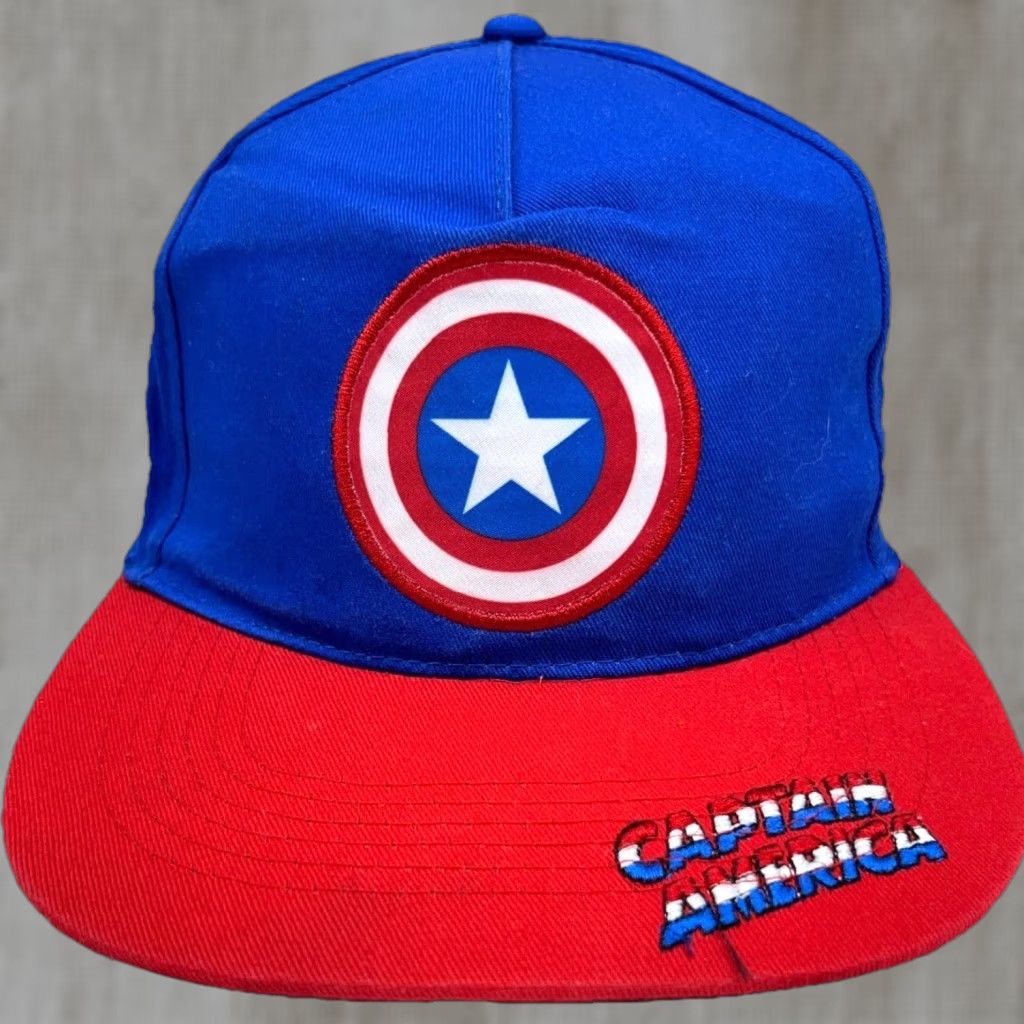 Vintage Captain America Hat Cap Snap Back Blue Red Marvel Comics High Dome Shield Adult Size ONE SIZE - 1 Thumbnail