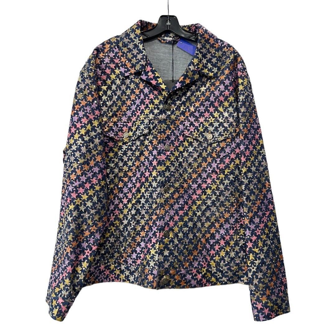 RARE NWT STAR Multi Metallic Rhinestone Denim Jacket Men's