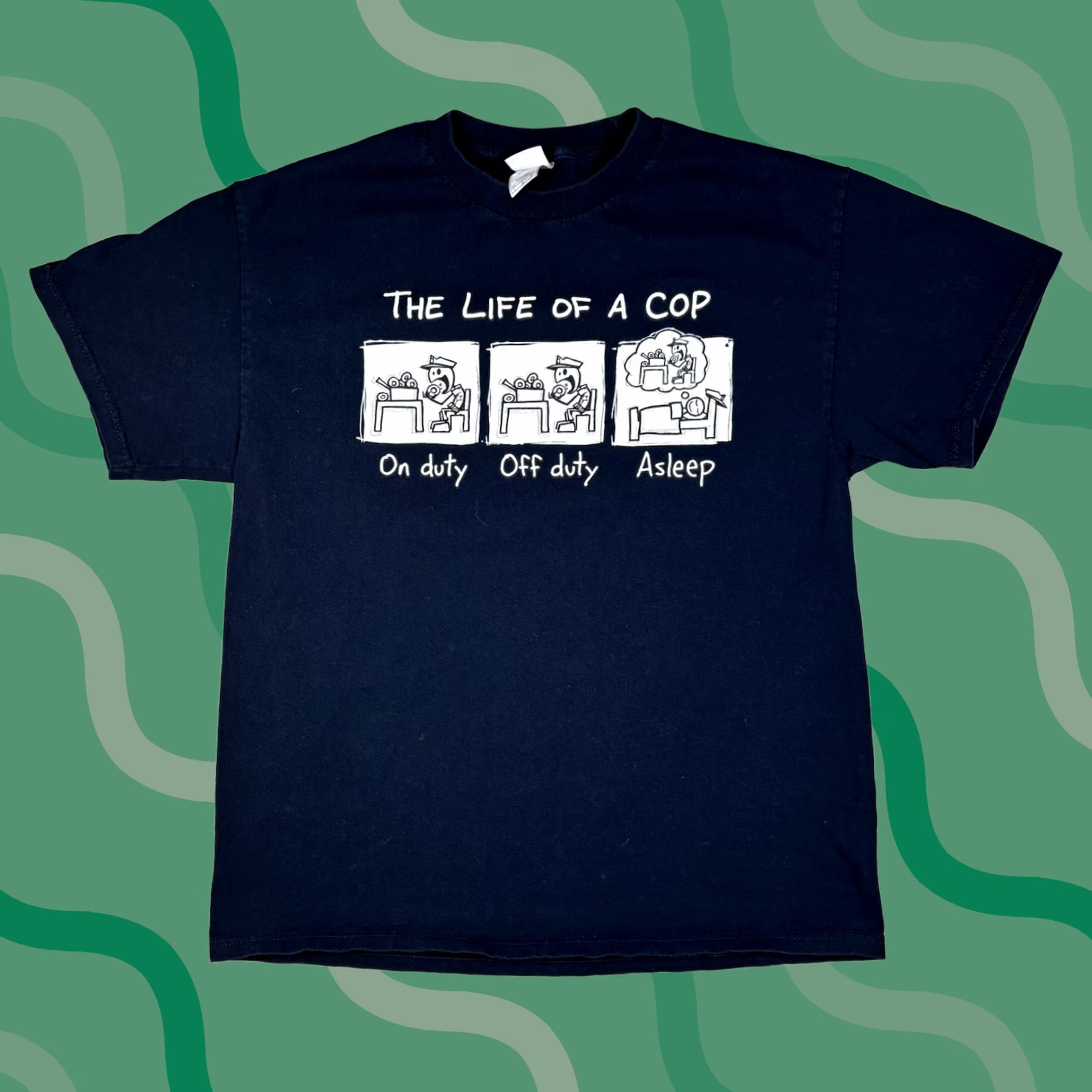 Vintage VINTAGE The Life Of A Cop Doughnut Funny Humor T Shirt Blue 90s Size L Mens Size US L / EU 52-54 / 3 - 1 Thumbnail