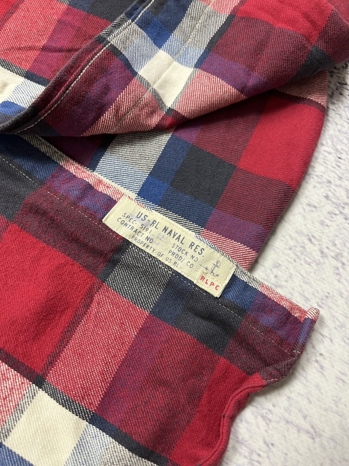 Polo Ralph Lauren × Ralph Lauren × Vintage Polo Ralph Lauren US Naval Res. Plaid Cheked Shirt Flannel Size US M / EU 48-50 / 2 - 7 Thumbnail
