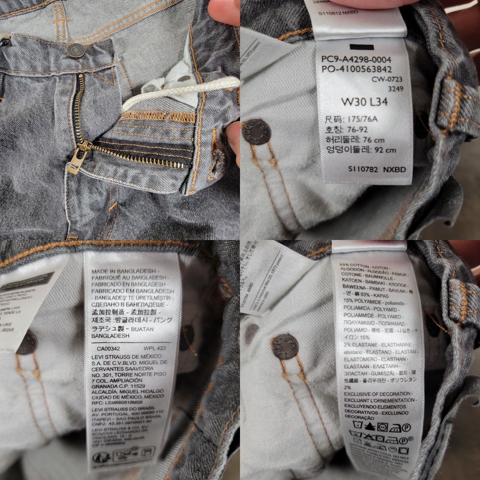 Levi's Levis Super Baggy Jeans Men 30x34 Gray/ Black Wide Leg Skater Grunge Y2K Jeans Baggy Mens Modern Retro Logo 30 Size US 30 / EU 46 - 9 Thumbnail