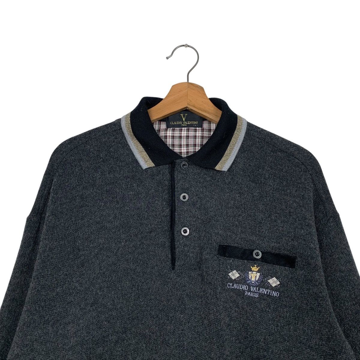 Vintage 90's CLAUDIO VALENTINO Half Button Sweatshirt #2524-C114 Size US L / EU 52-54 / 3 - 3 Thumbnail
