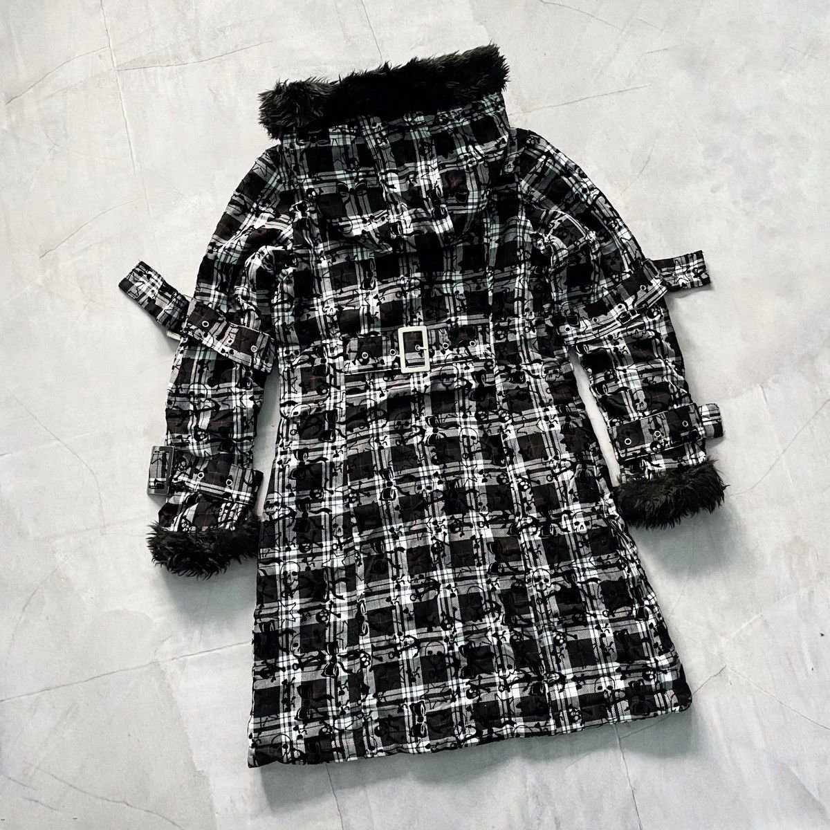 If Six Was Nine Gothic Strap Skeleton Faux Fur Punk Opium Jacket LGB Size XS / US 0-2 / IT 36-38 - 9 Thumbnail