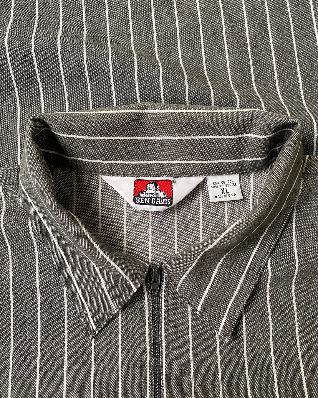 Ben Davis Vintage 1990’s Ben Davis Striped S/S Halfzip Work Shirt Size US XL / EU 56 / 4 - 5 Thumbnail