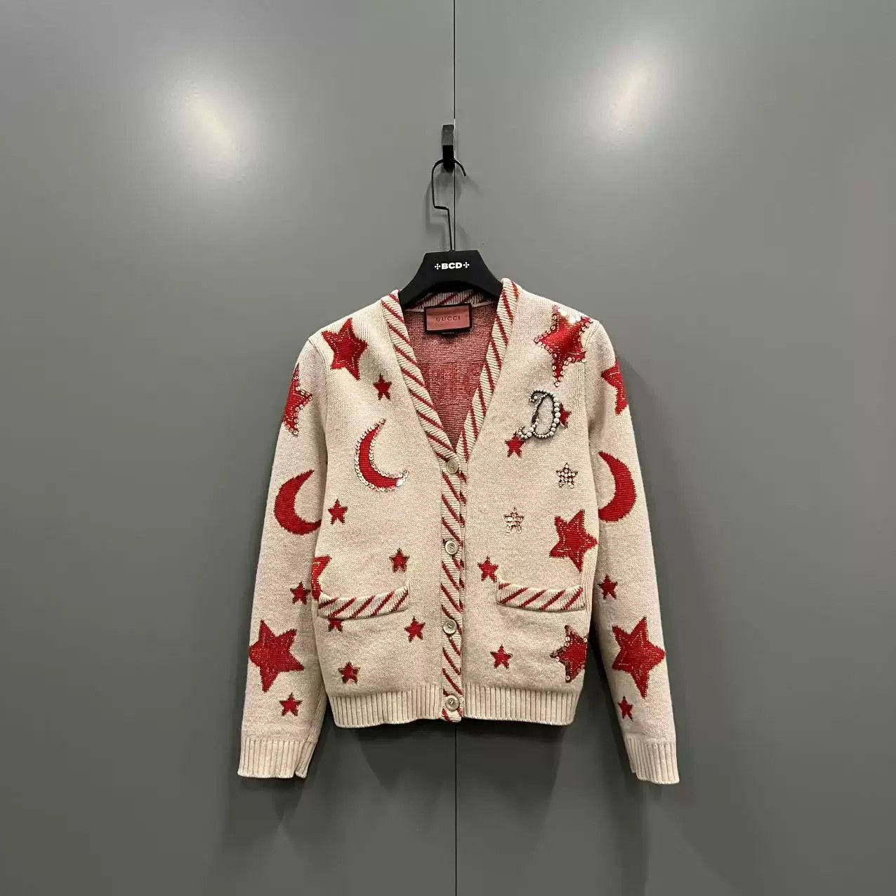 Gucci Gucci Sequin Pearl Embroidered Knit Cardigan Size M / US 6-8 / IT 42-44 - 1 Thumbnail