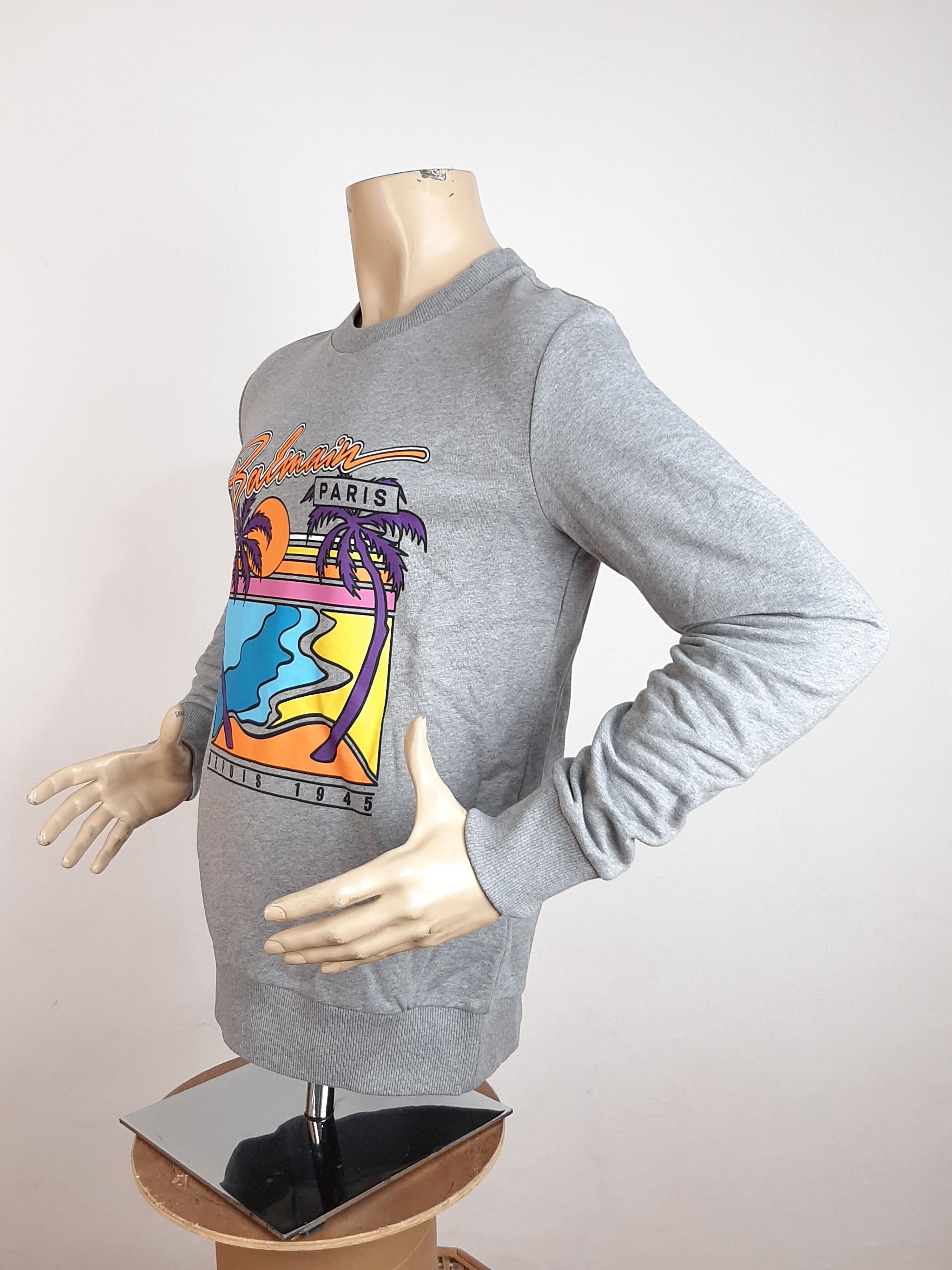 Balmain Balmain Beach Sweatshirt Gray Men's Size S Palm Trees Size US S / EU 44-46 / 1 - 3 Thumbnail